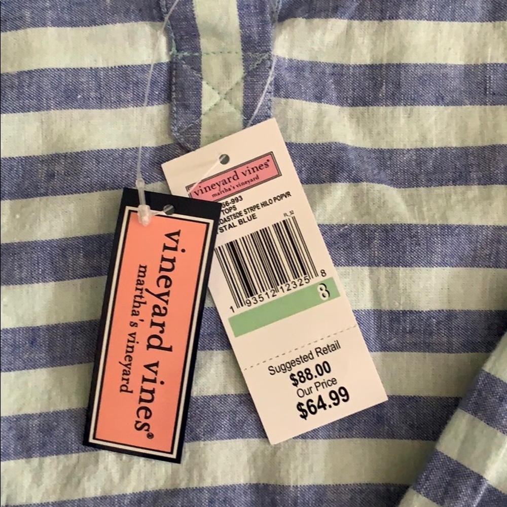SOLD - NWT Vineyard Vines Striped Linen Blouse - Picture 3 of 3